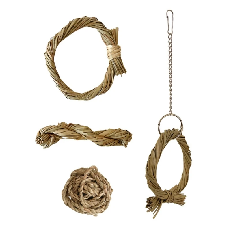 Кролик жевательная игрушка для зубов ручная работа шарик из травяных палочек