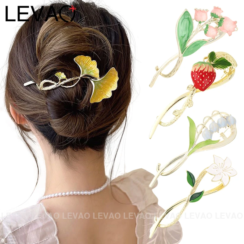 

Elegant Lily of the Valley Hair Clip Fashion Girl Headband Metal Hair Stick Retro Hairpin Barrette Hair Accessories For Women