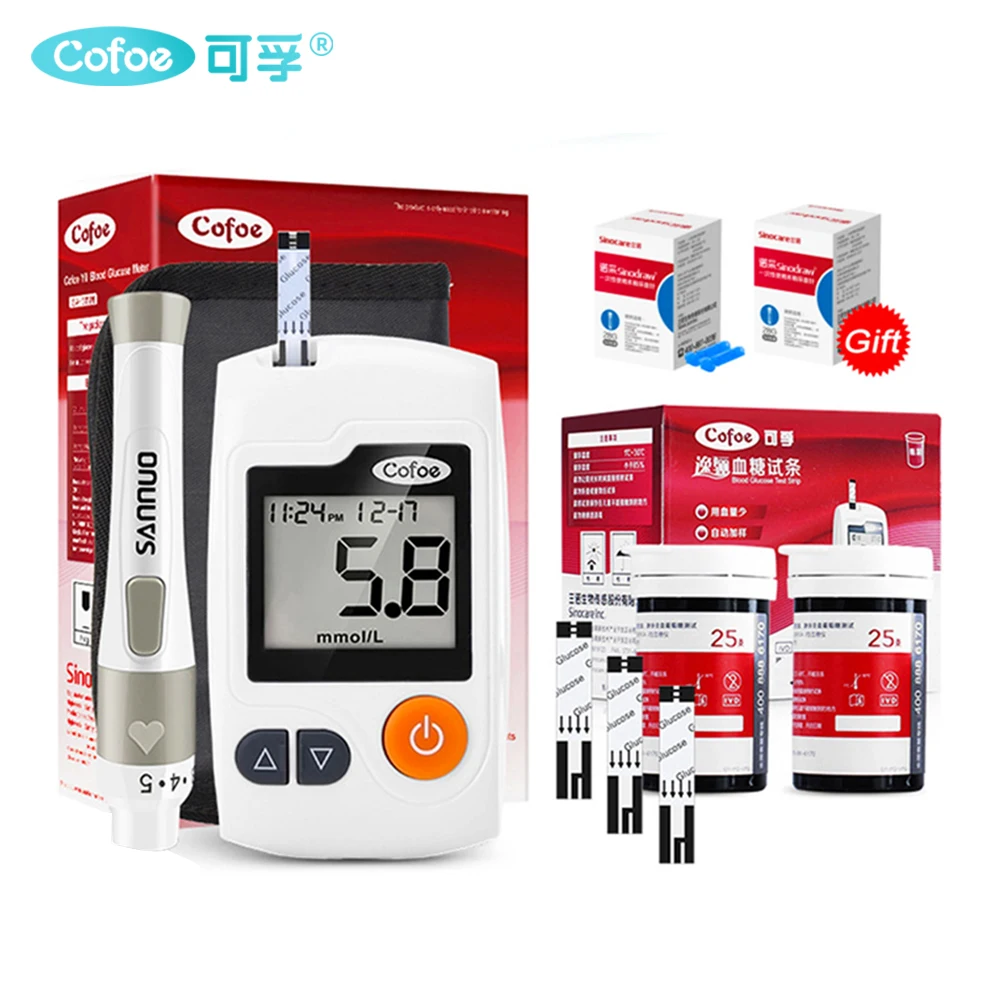 

Глюкометр Cofoe медицинский с тест-полосками, 50/100 шт.