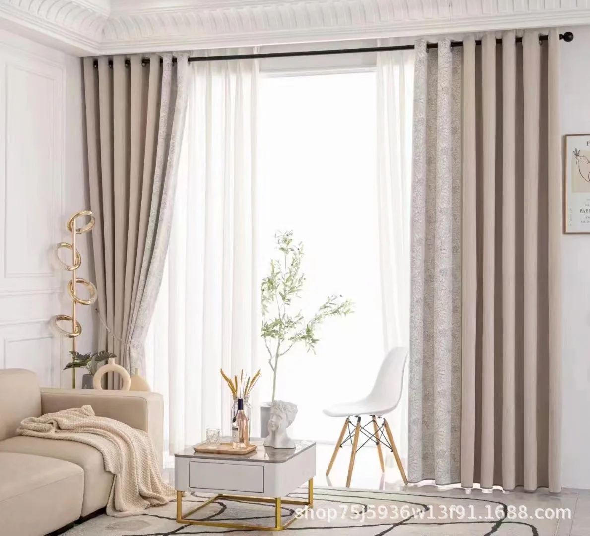 

Modern minimalist American pastoral style seamless splicing living room balcony bedroom shading curtains