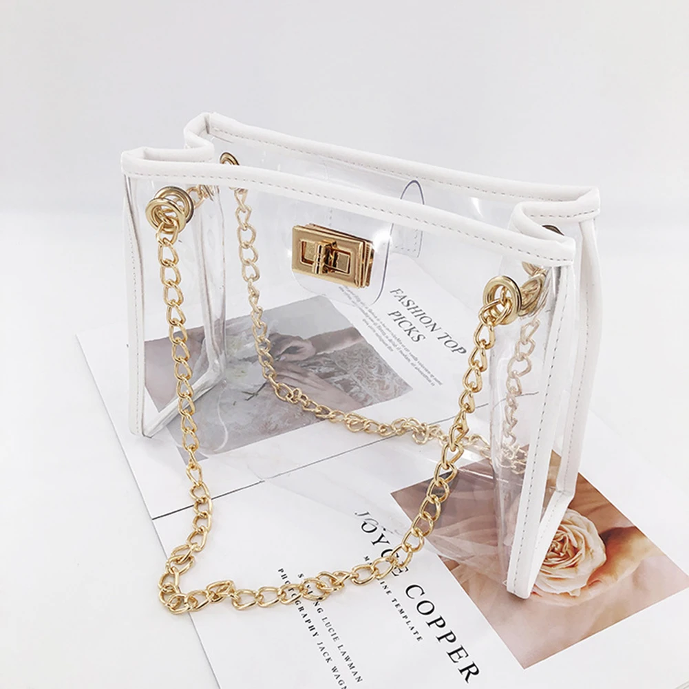 

Женская сумка-тоут через плечо, многофункциональная прозрачная пляжная дорожная сумочка-мессенджер с прозрачными Желейными ручками для по...