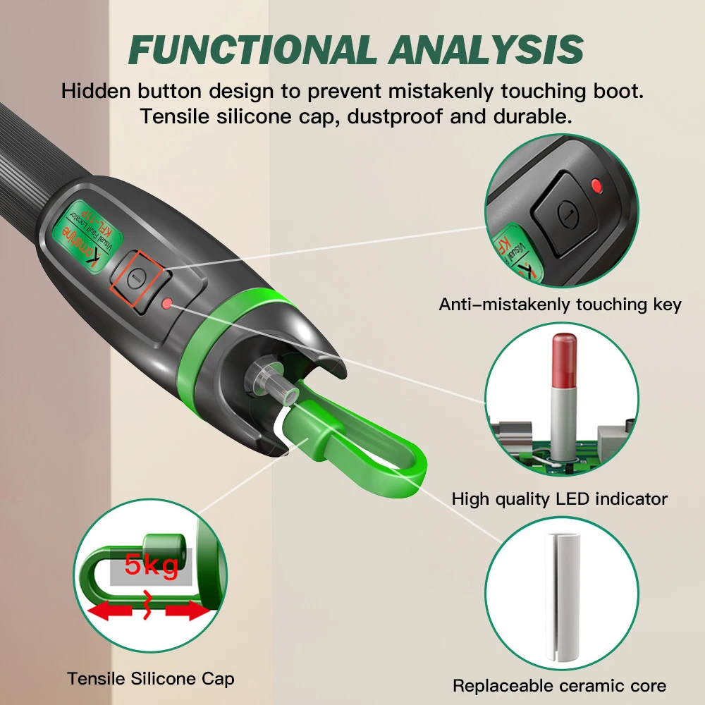 Оптоволоконный визуальный локатор неисправностей KomShine KFL-11P Тип ручки VFL