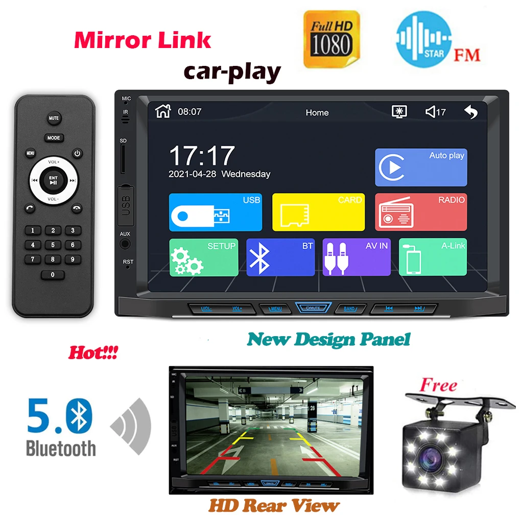 

Автомобильный MP5-плеер DC 12 В, с Bluetooth, 7 дюймовым экраном 5,0