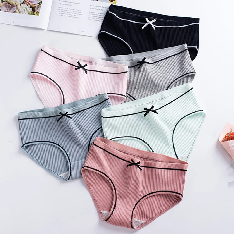 

1 шт., женские хлопковые Бесшовные дышащие трусики в полоску