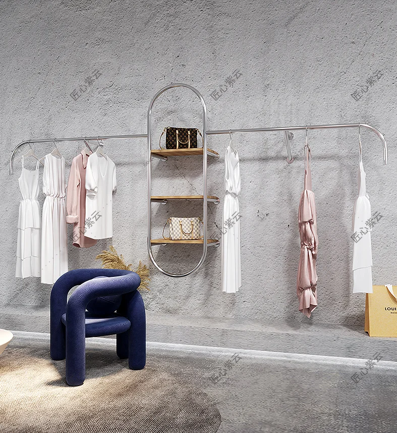 Серебряная вешалка для одежды из нержавеющей стали на стене высококачественного