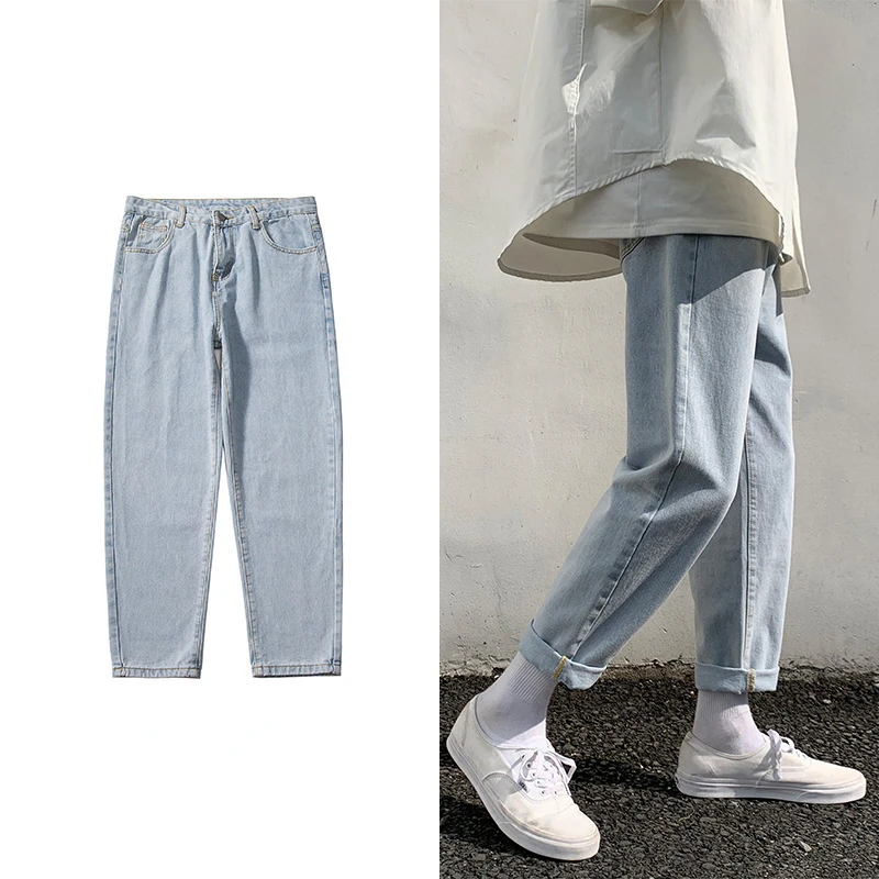 New Loose Men Jeans Male Trousers Simple Design High Quality Cozy All-match Students Daily Casual Straight Denim Pants