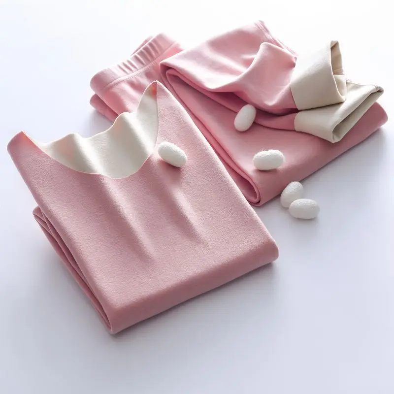 Women Thermal Underwear Women Autumn And Winter Seamless Thermal Suit, Double-Sided Velvet, Solid Color, Slim And Thickened