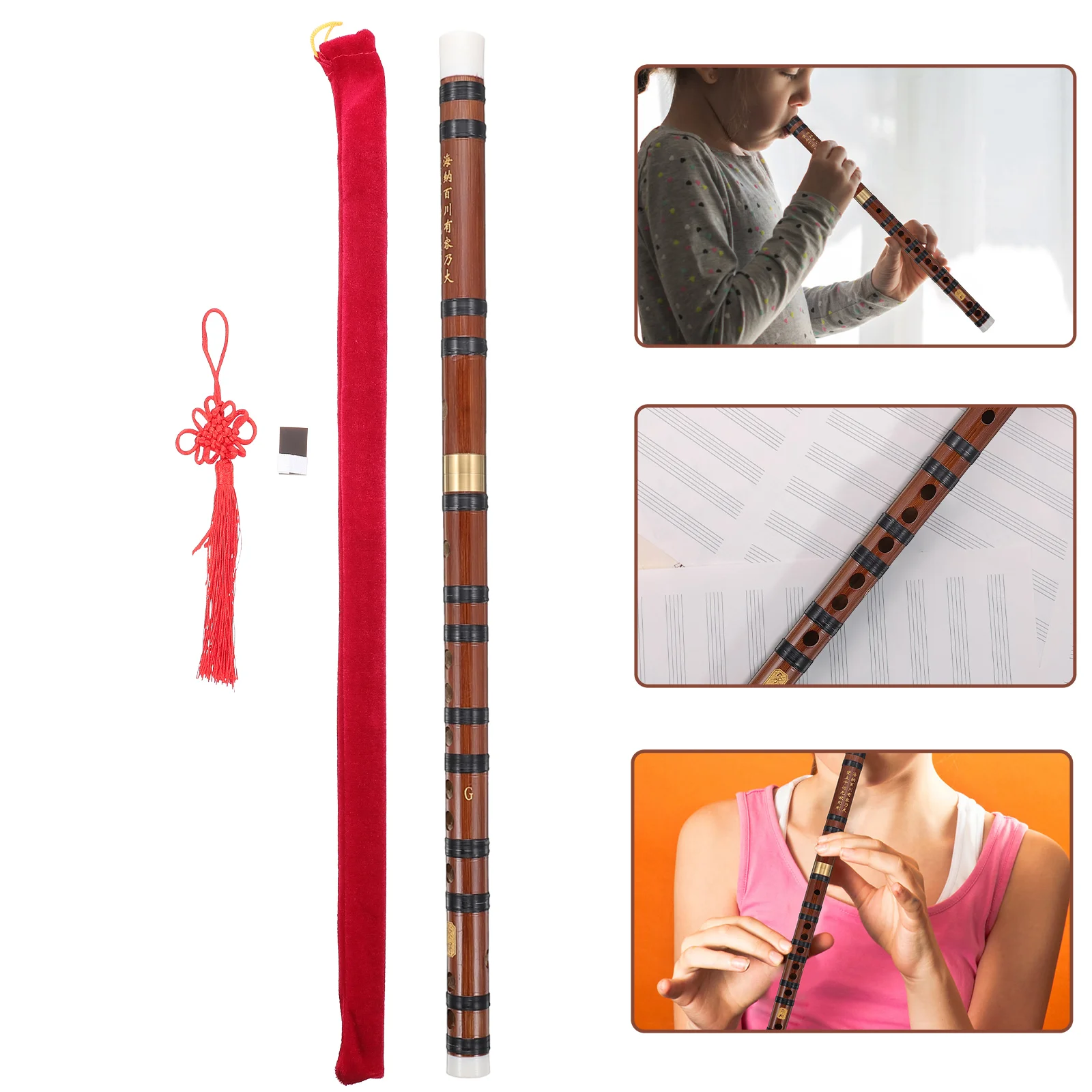 

Flute Chinese Instrument Bamboo Wood Beginners Portable Students Musical Introductory Flutes Recorder Toy Traditional Dizi