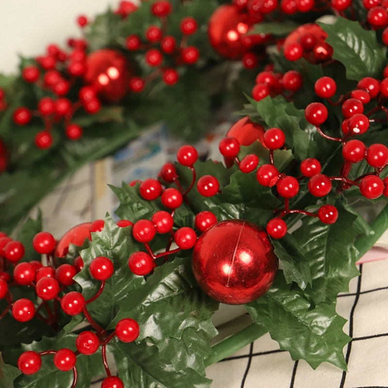 Artificial Christmas Ball Wreath With Berry Leaf For Front Door Wall Window Farmhouse Home Decoration | Дом и сад