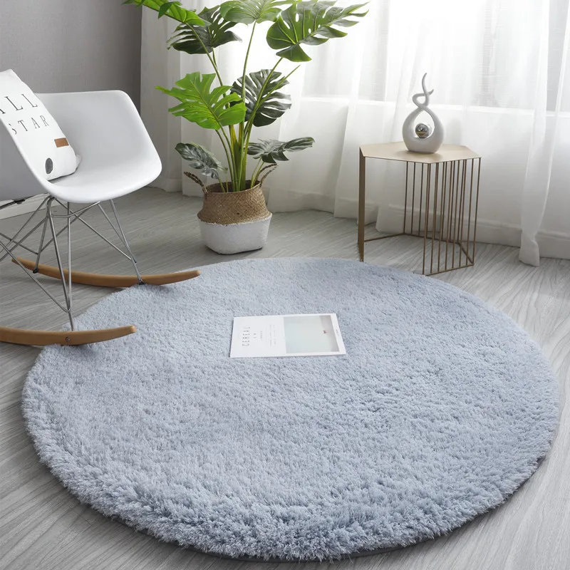 

Fluffy Round Carpet Rugs For Bedroom Living Room Study Tent Solid Color Floor Car Thick Soft Plush Anti-Slip Carpet Children Rug