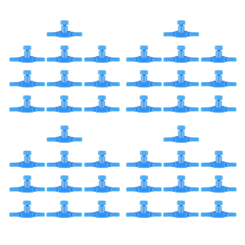 

New-40 Pieces Plastic Aquarium Fish Tank 2 Way Air Pump Control Valves, Blue