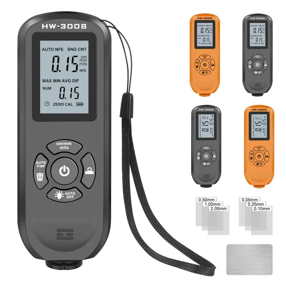 

HW-300S Liquid Crystal Digital Display Portable Coating Thickness Gauge Home Outdoor Thickness Gauge Built In Probe
