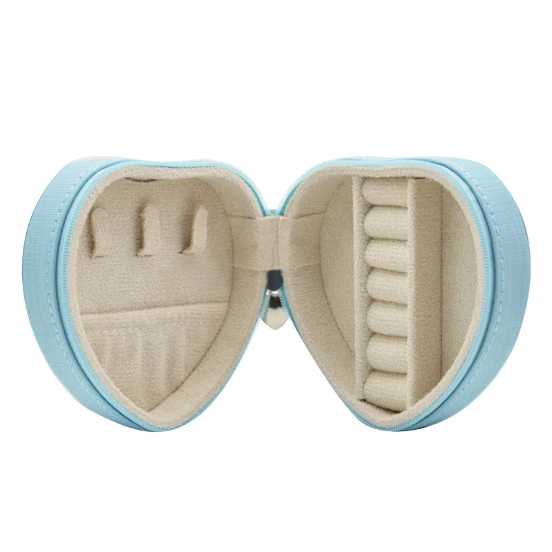 Pu Leather Heart Jewelry Box Heart Shape Jewelry Organizer Box Girls Jewellery Box Travel Earrings Necklace Ring Storage Box