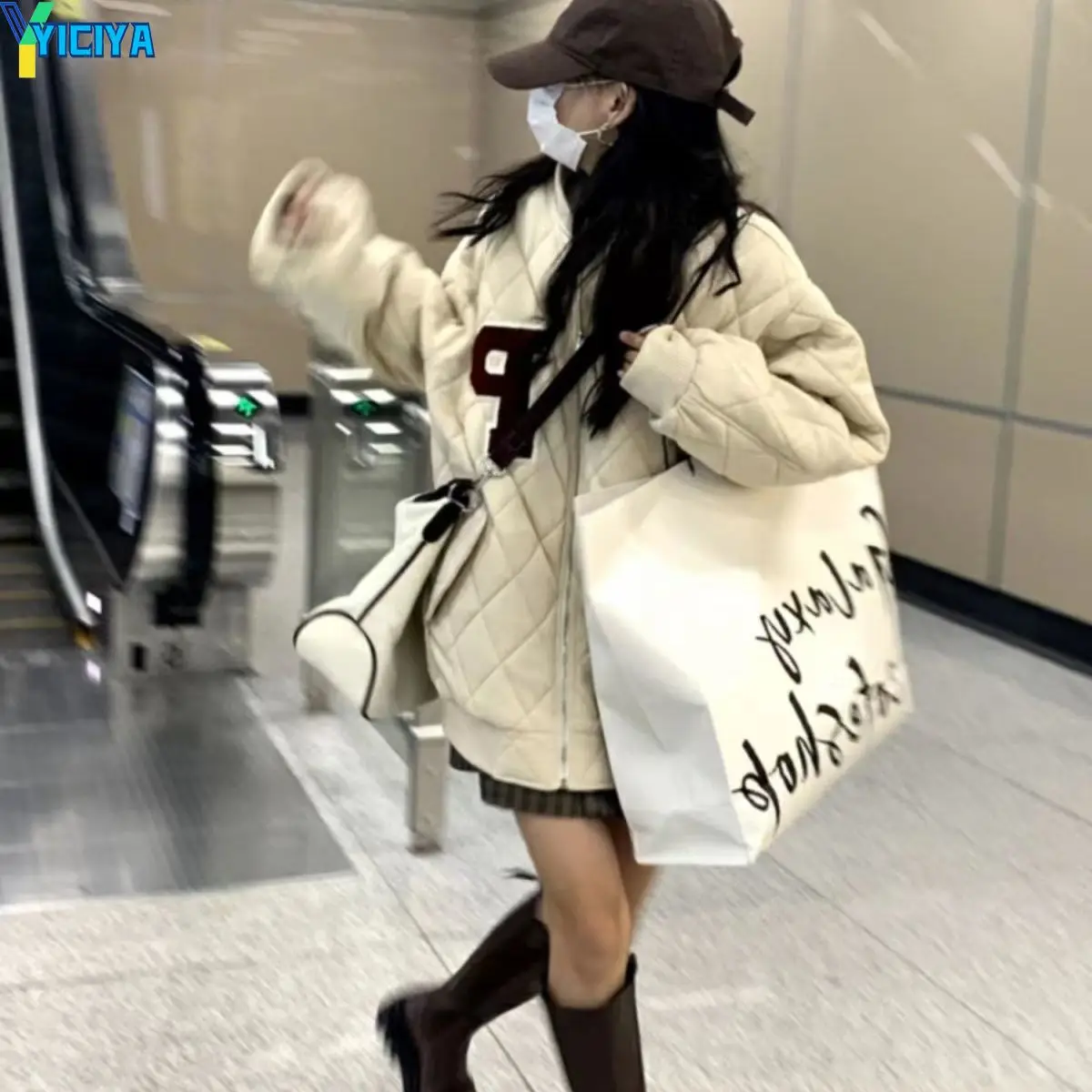YICIYA Winter Parkas 2023 Woman New Fashion Letter Baseball Uniform Clothes Women Couple Retro Street Harajuku Loose Y2K Jackets