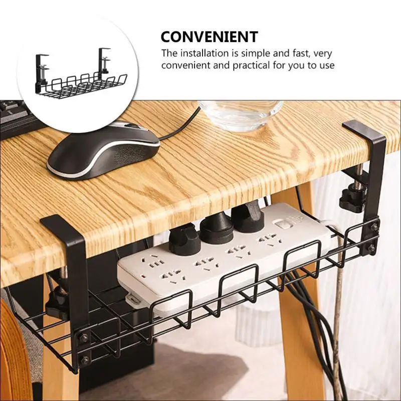 

Under Desk Wire Storage Home Office Living Room Rack Management Tray Cord Organizer Wire Cable Basket No-punch Adjustable Racks