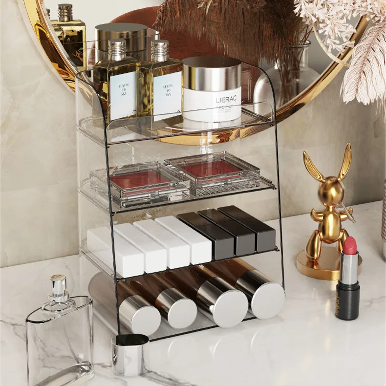 

4 слоя, роскошная прозрачная настольная косметика, фотокосметика, товары для ухода за кожей, помада, лак для ногтей, полка для хранения