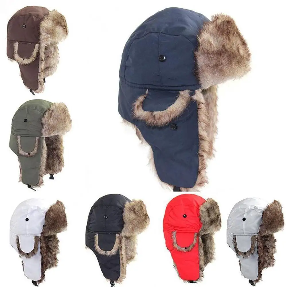 

Unisex Winter Warm Hat Windproof Fluffy Faux Fur Cap Super Soft Thermal Ski Cycling Hat Men Women Ear Protection Headwear