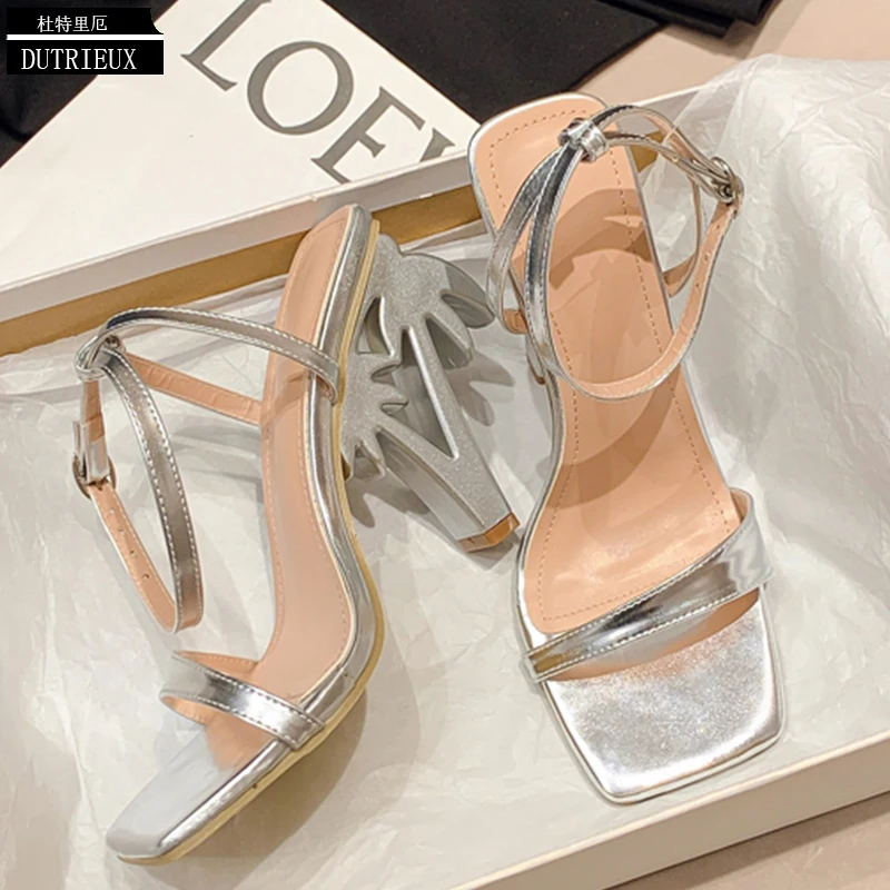 Ladies Sandals Women Pumps 2023 Super High Heels New In Fashion Buckle Strap Slides Square Toe Gladiator Female Shoes