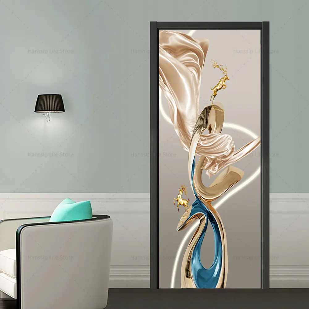 Стильная дверная наклейка виниловая Водонепроницаемая самоклеящаяся из ПВХ