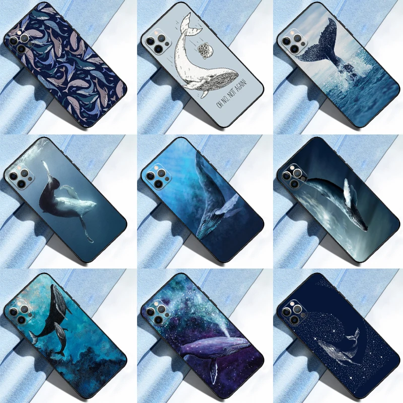 Beautiful Blue Whale Painting Phone Case For iPhone 14 13 12 11 Pro Max mini XR X XS Max 6 7 8 Plus SE 2020 Back Cover