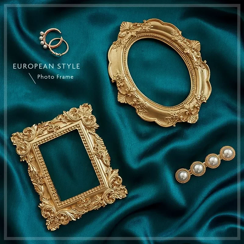 

Golden Retro Photo Frame Nail Art Jewelry Decoration Home Decoration Photography Background Shooting Photo Props