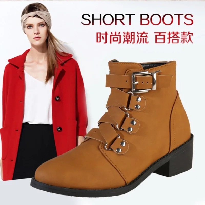 

Женские винтажные ботильоны Lucyever, ботинки из искусственной кожи на блочном каблуке, короткие ботинки на платформе, Осень-зима 2023