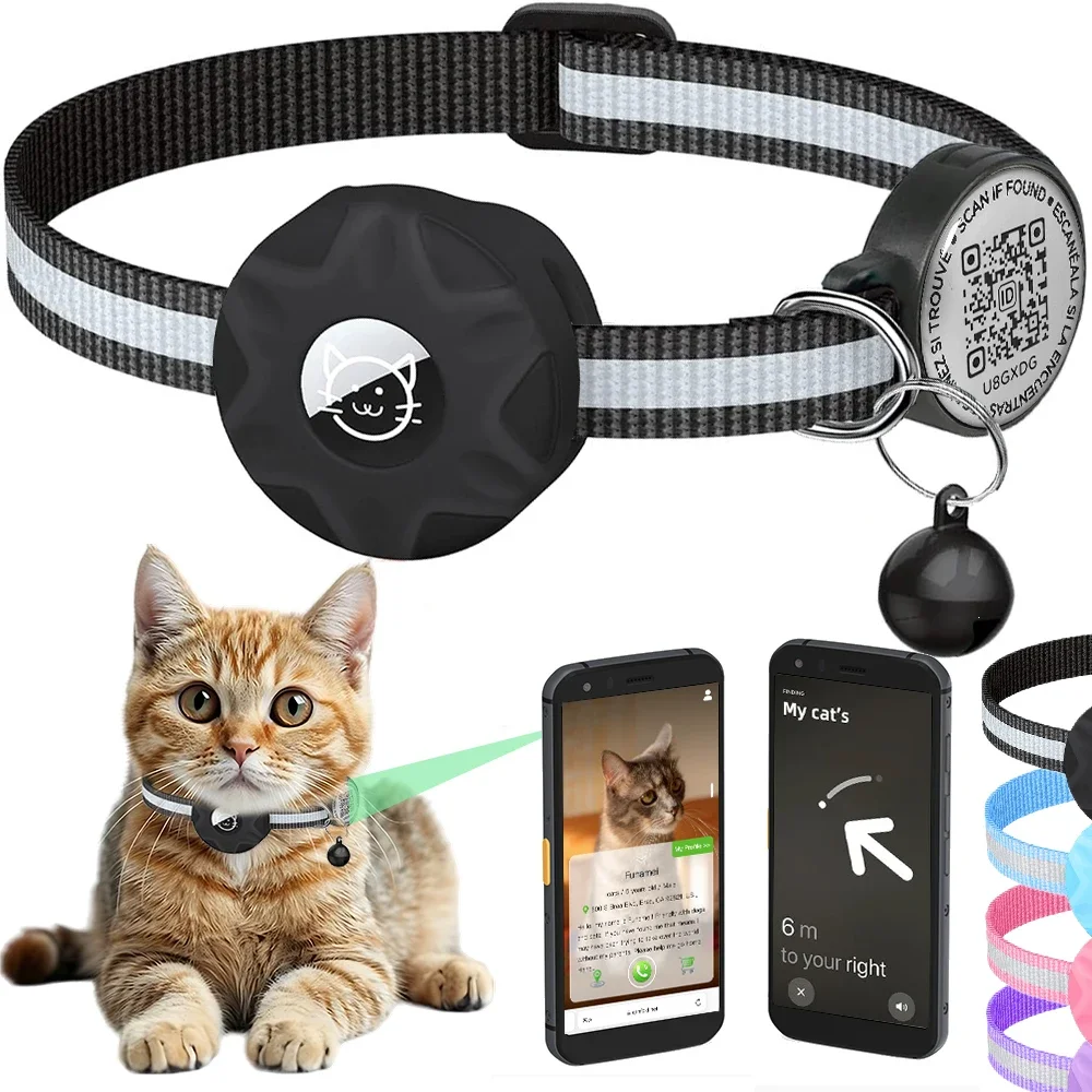 Air Tag Cat Collar &amp QR ID Anti-Lost Positioning GPS Tracker с Airtag Case Kitten Светоотражающий Gato Collier Chat