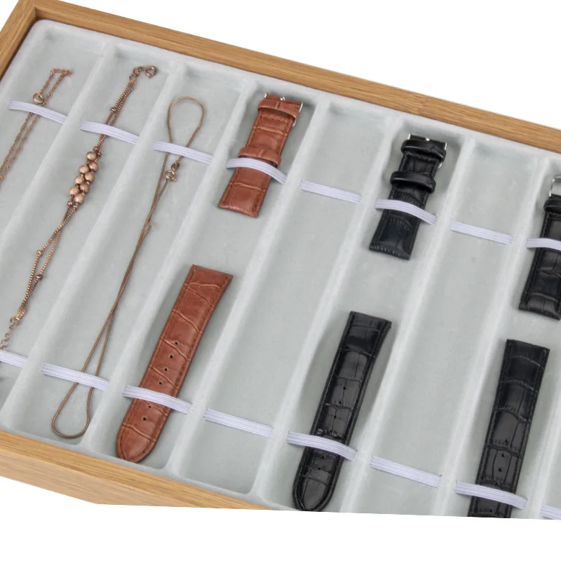 Bamboo 8/10 Slots Wrist Watch Box Travel Watch Holder Storage Case Organizer Black Zippe Watch Jewelry Boxes Display Box