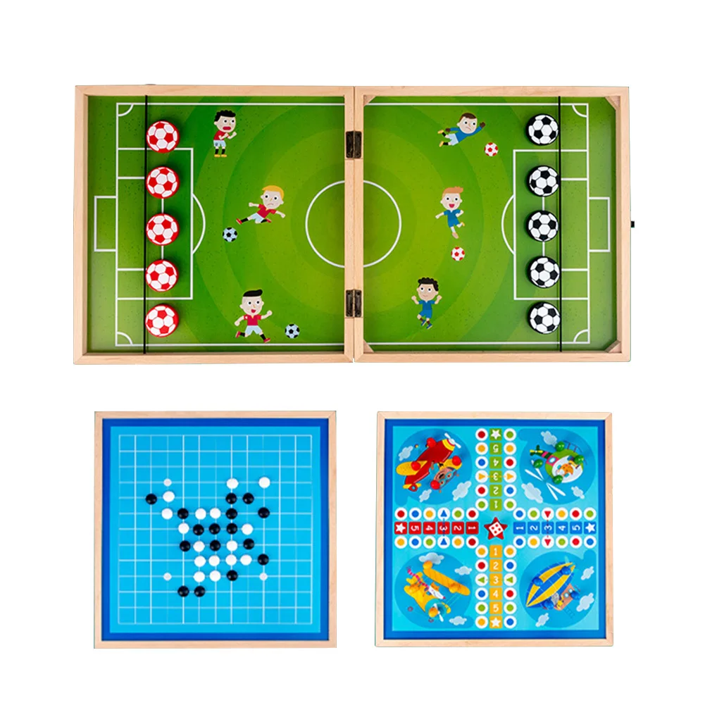 

3 In 1 Fast Sling Puck Game Party Home Foosball Educational Toy Double Sided Wooden Funny For Kids Adults Desktop Battle