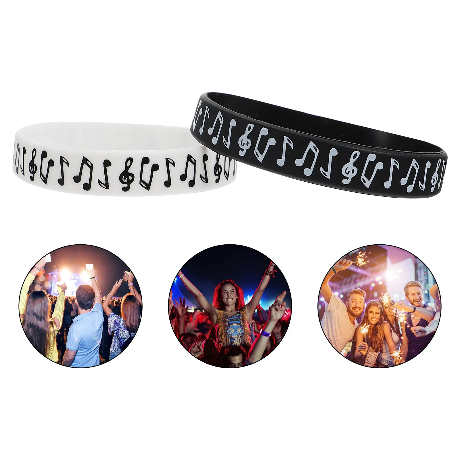 

10Pcs concert bracelets Note Silicone Bracelet Dance Challenge Party Wristbands Jewelry Accesories for Men Party silicone