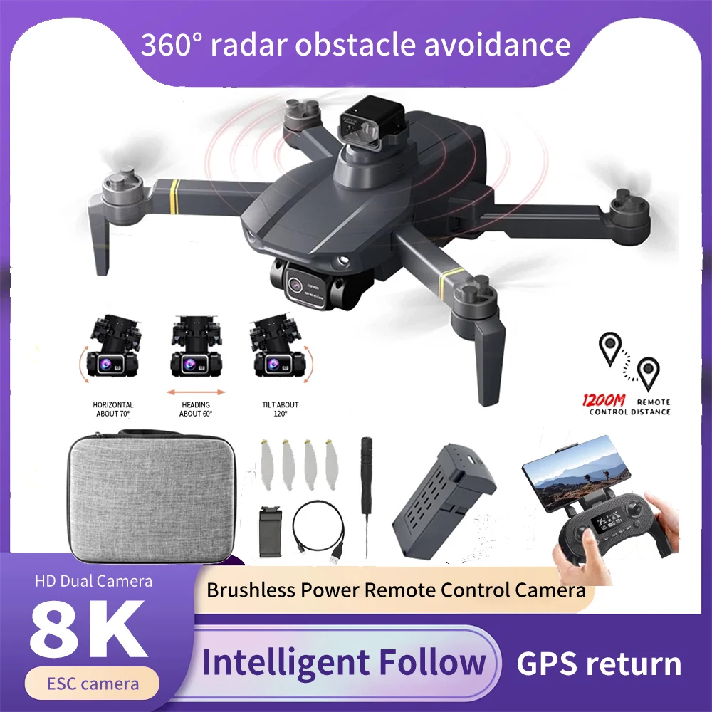 

Drone X3 Pro SE 5G GPS 8K Dron HD Camera FPV 25min Flight Time Brushless Motor Quadcopter Distance 1.2km Professional Drones