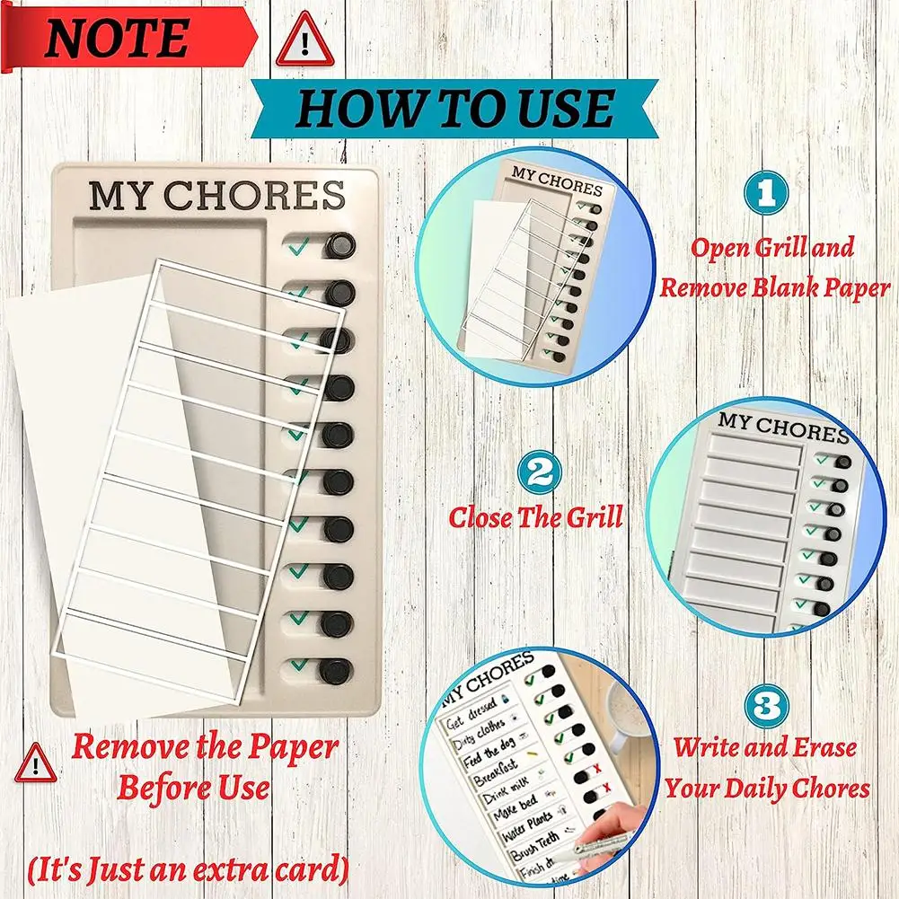 

2 Pieces Chore Checklist Board With 2 PCs Erasable Marker Pens Detachable Cards Cover For Home Routine Planning Wholesale