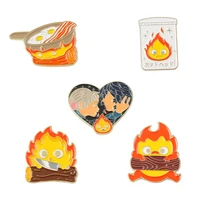 calcifer enamel pins fire elf brooches classic cartoon movie sophie cute collar badges funny jewelry gift for kids