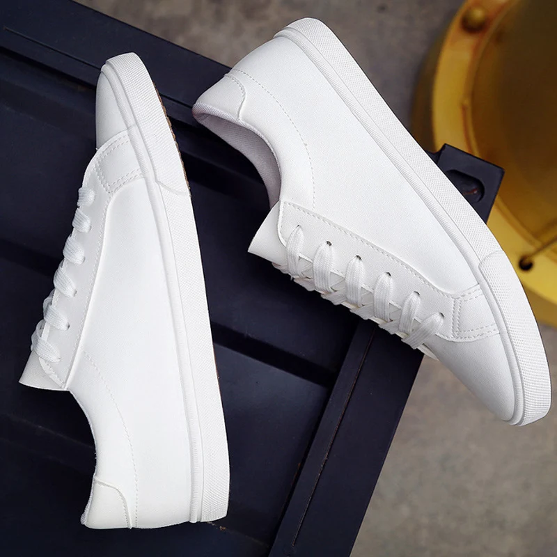 

White Sneakers Women's Vulcanize Shoes 2022 Spring Casual Shoes Women Flats Lace Up Women Leather Shoes Fashion Sneakers Female