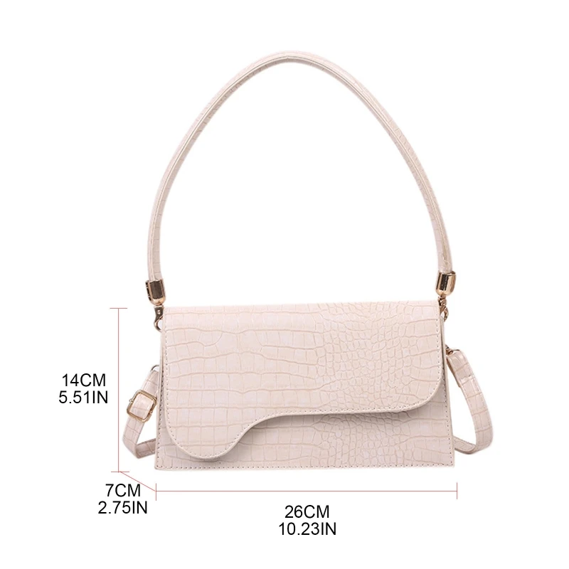 

Fashion Small Handbag Designer PU Leather Shoulder Bags for Women Stone Alligator Pattern Crossbody Bags Solid Flap