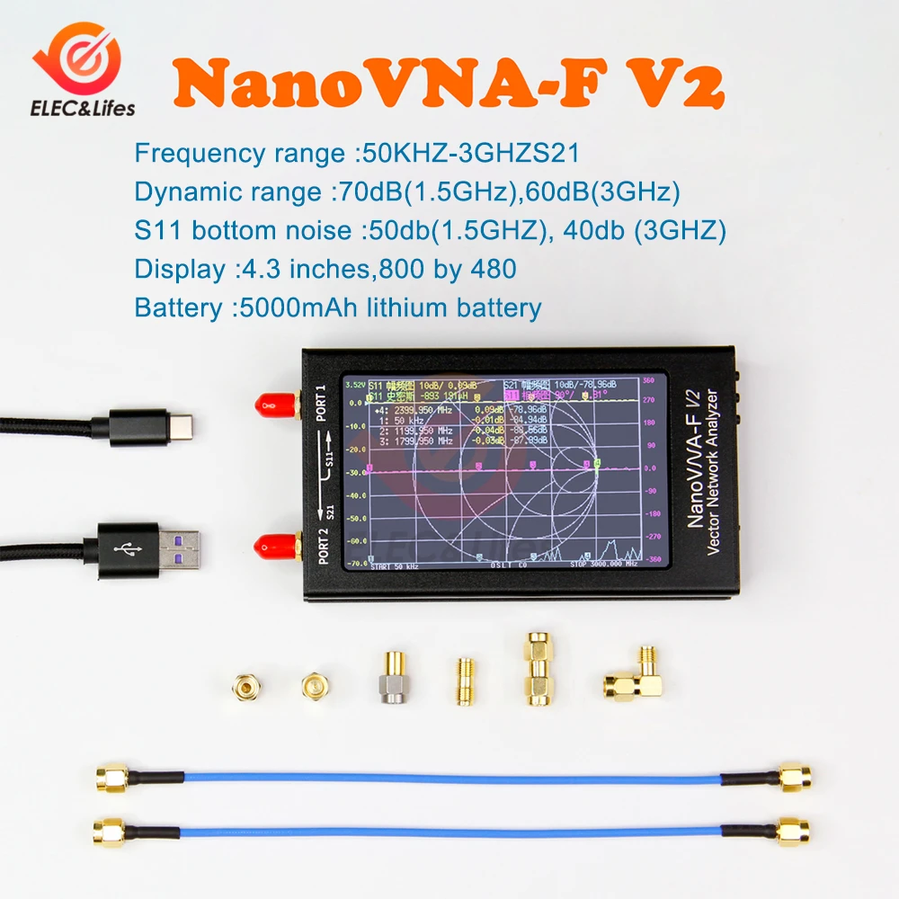 4 3-дюймовый IPS ЖК-экран 50k-3G векторный анализатор сети NanoVNA-V2 F HF VHF UHF антенный