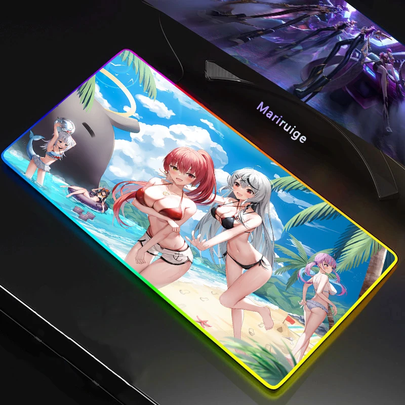 

Gaming Mousepad RGB Mouse Pad Large Xxl Hololive Naked Naked Without Gonna Sit Kit Gamer Laptop Accessories Sexy Girl Naked Mats