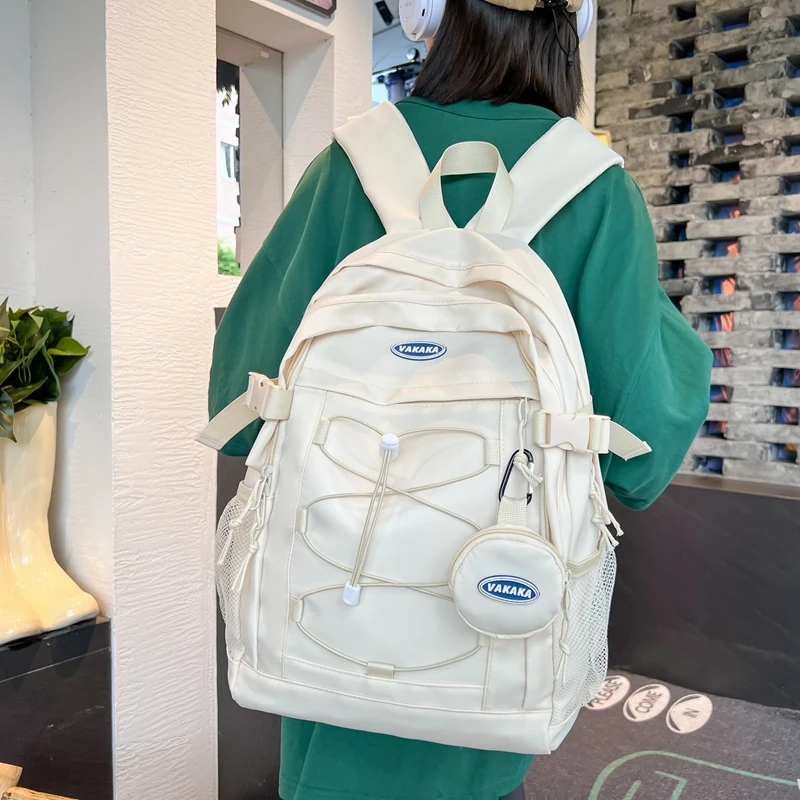 

Women's New Nylon Waterproof Backpack College Student Backpack Female Travel Bag Solid Color Men's and Women's Backpack