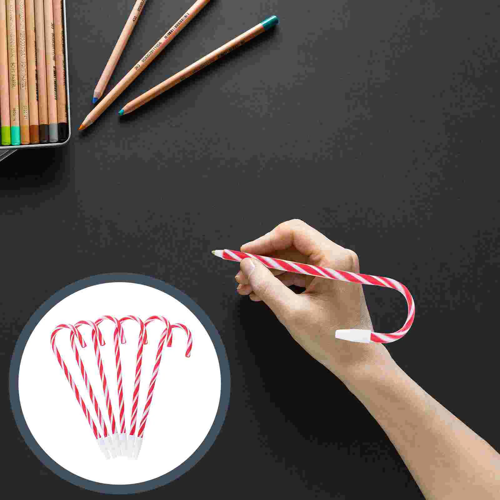 

6 Pcs Stocking Filler Christmas Cane Pen Themed Pens Children's Gifts Ribbon Kids Xmas Plastic Festival Style