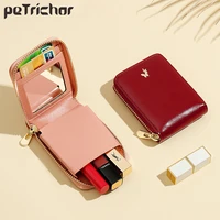 6 colors brand lipstick case with mini mirror lip gloss box jewelry holder fashion oily pu leather makeup storage tools portable