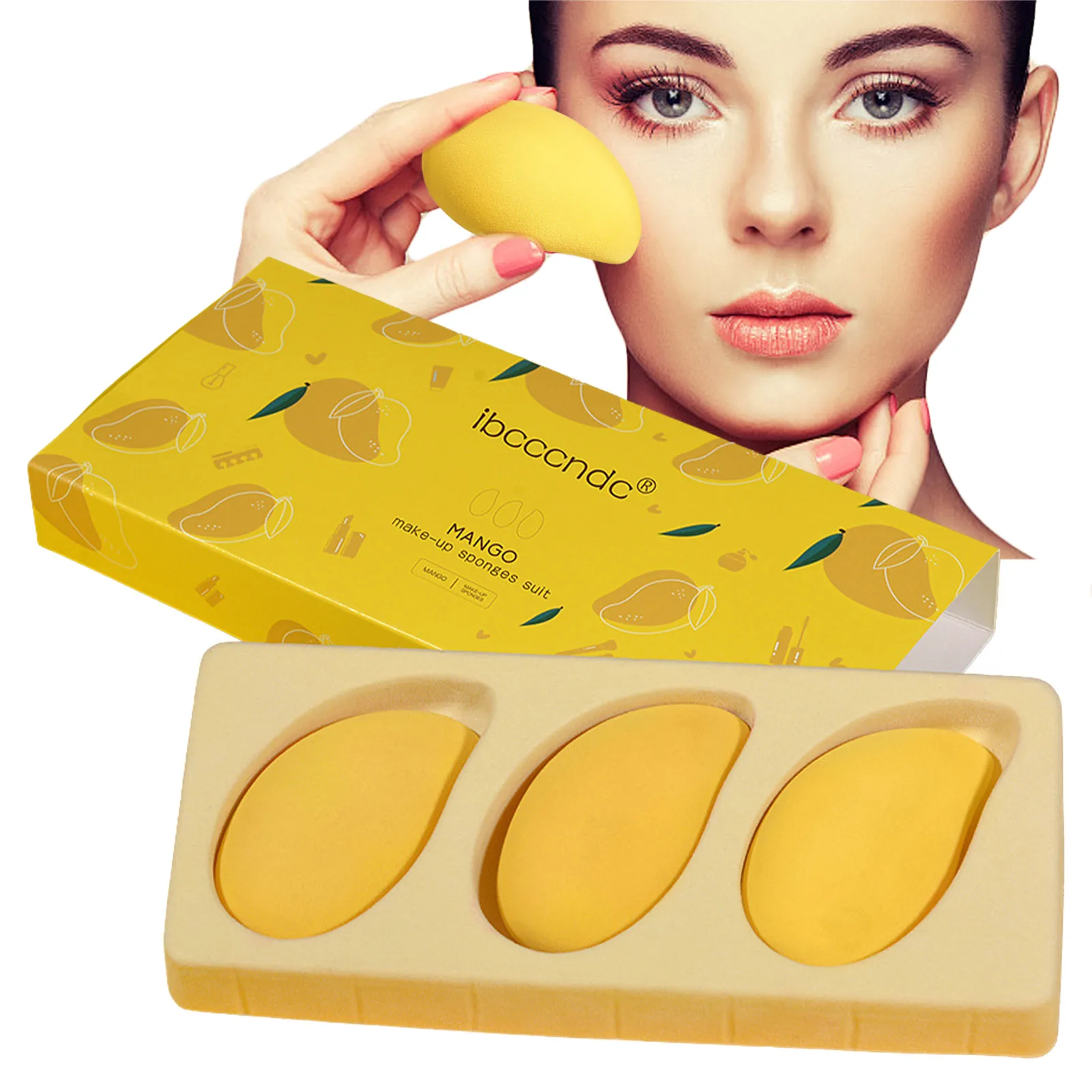 

Mango Makeup Egg Sponge BB Cream Hydrophilic Beauty Egg Wholesale Puff Wet Dry Dual Use Face Foundation Powder Gourd Cosmetic