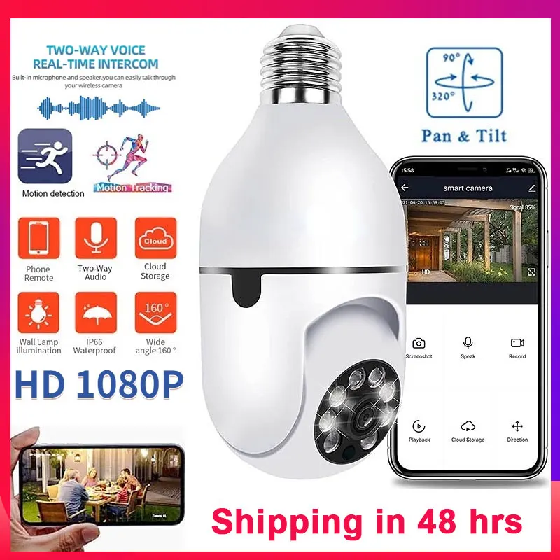 1080P HD Wi-Fi Security Camera 360° Panoramic WiFi IR IP E27 Light Bulb Camera Night Vision Waterproof Camera
