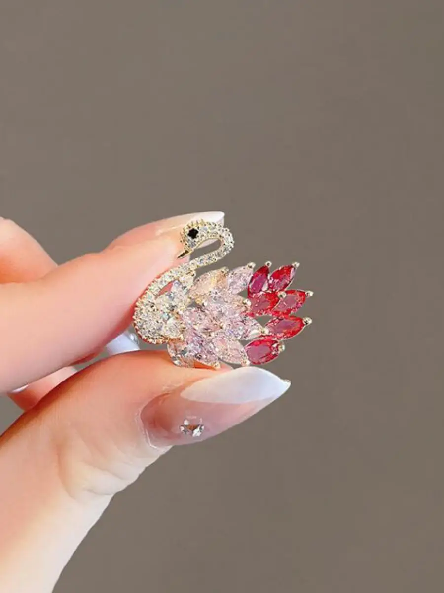 Anti-exposure Button Collar Swan Small Brooch Women Trendy Personali Temperament Outerwear Cardigan Pin Solid T-shirt Corsage