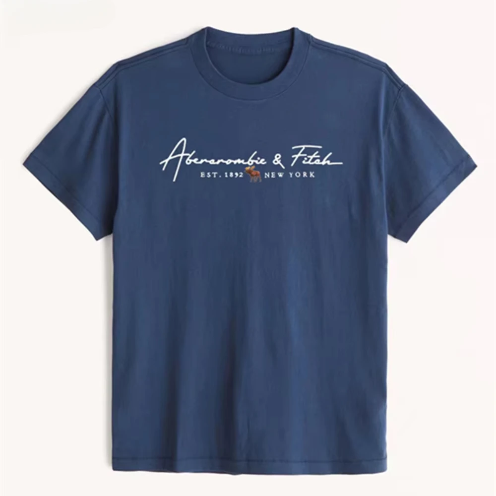 Хлопковая Футболка Унисекс Abercrombie Fitch С Вырезом Лодочкой И Дизайном Оленя