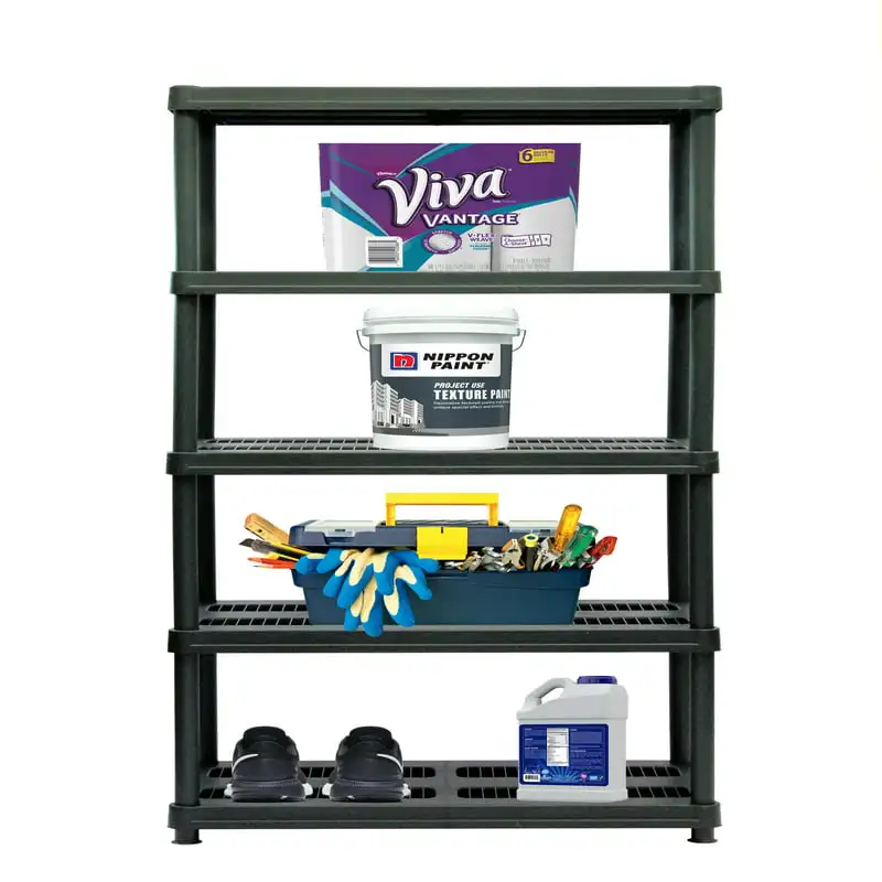 

x 18"D x 72"H 5-Shelf Resin Shelving, 750 lb Capacity Black