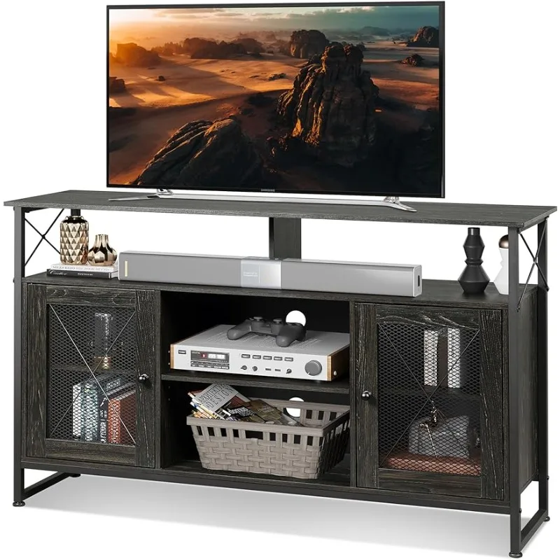 

Farmhouse Industrial TV Console for Bedroom Living Room, Charcoal Black