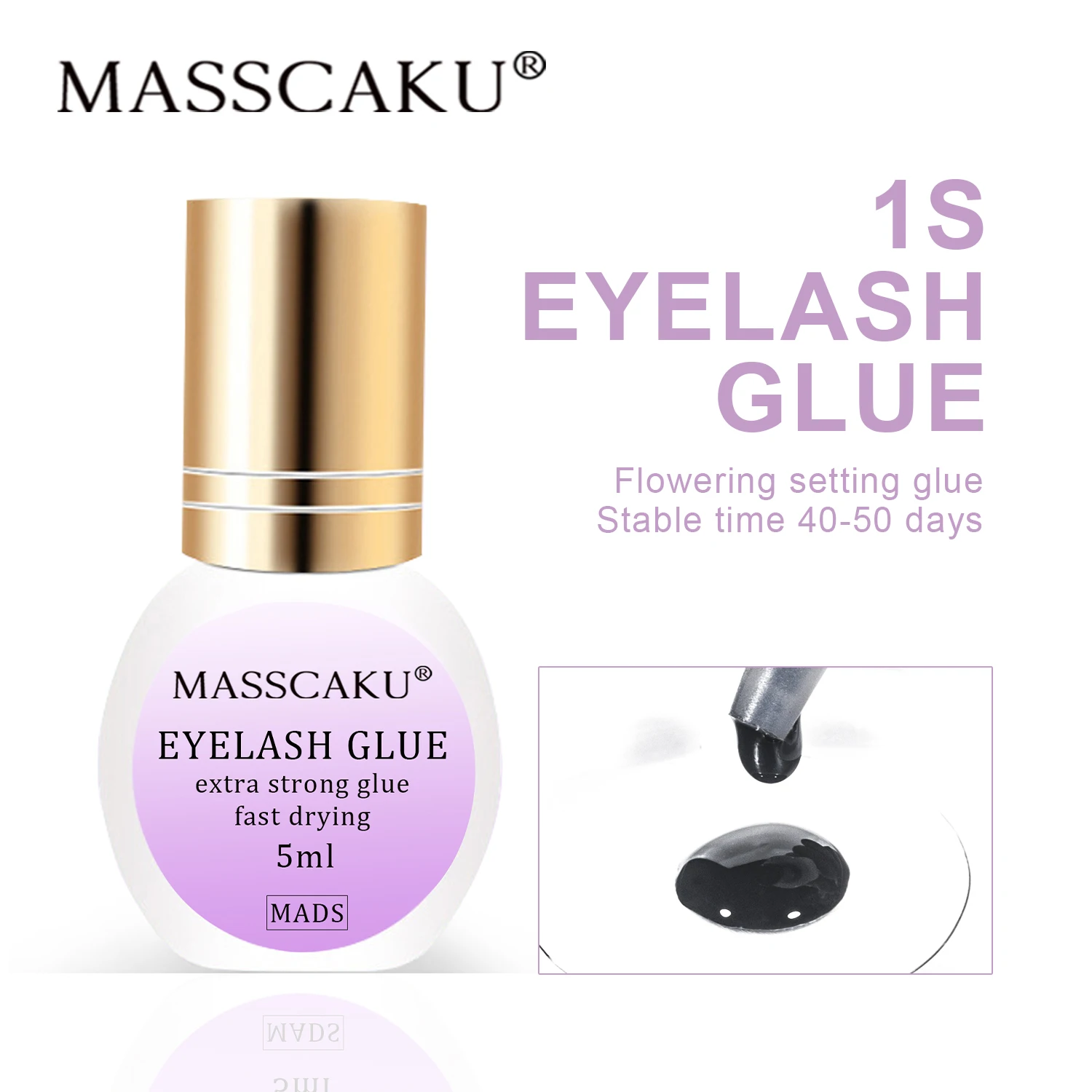MASSCAKU False Eyelash Glue Quick Dry Dark-Black Waterproof Black Adhesive For Eyelashes Building Eyelash Extensions Glue