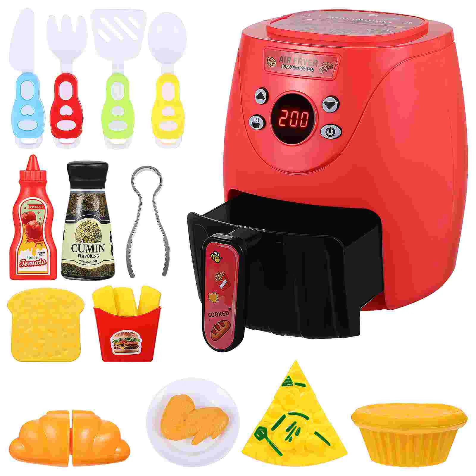 

1 Set Air Fryer with Color Changing Play Food Kitchen Playset Cooking Pretend Plaything for Birthday Gift Toy fridge