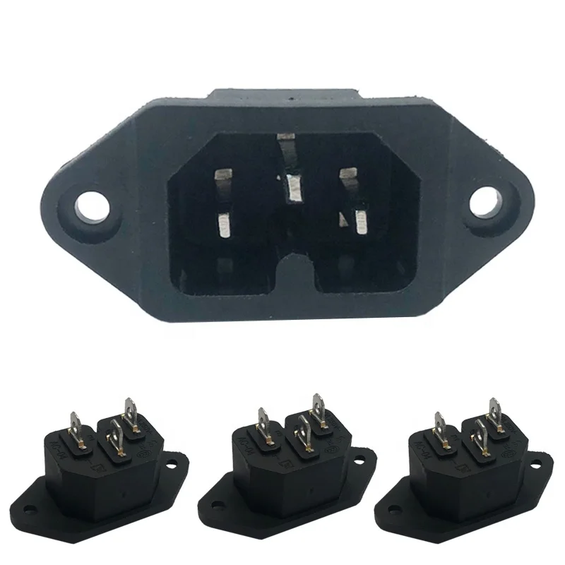 

4Pcs 3P IEC 320 C14 FeMale Plug Panel Power Inlet Sockets Connectors AC 250V 10A 15A 3pin