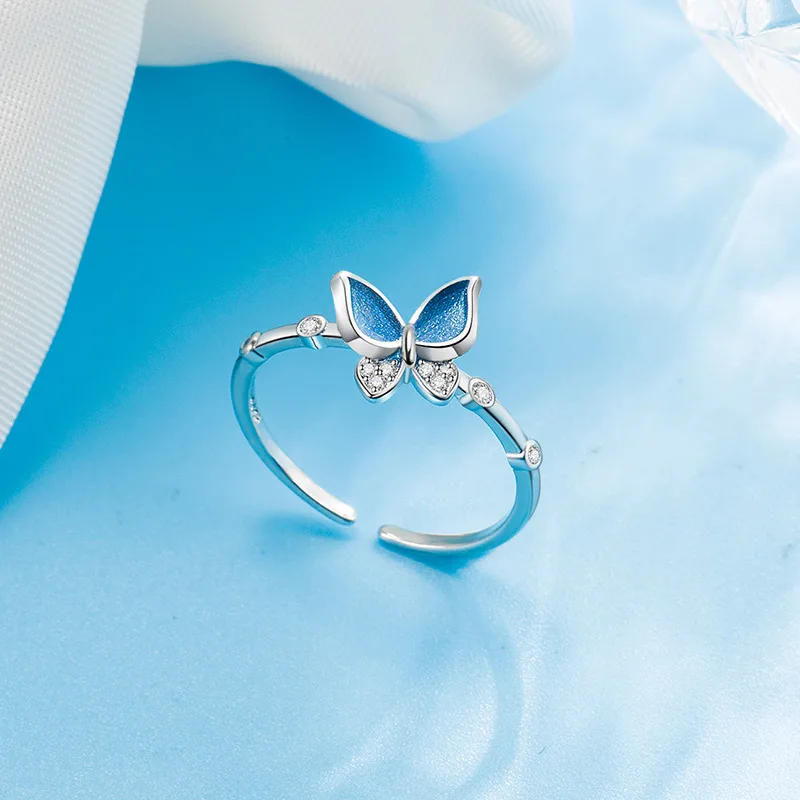 

Женское регулируемое кольцо с бабочкой, регулируемое кольцо с цирконом